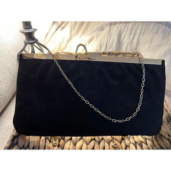 Vintage Black suede Harry Levine HL Clutch made in the USA - Picture 2 of 8